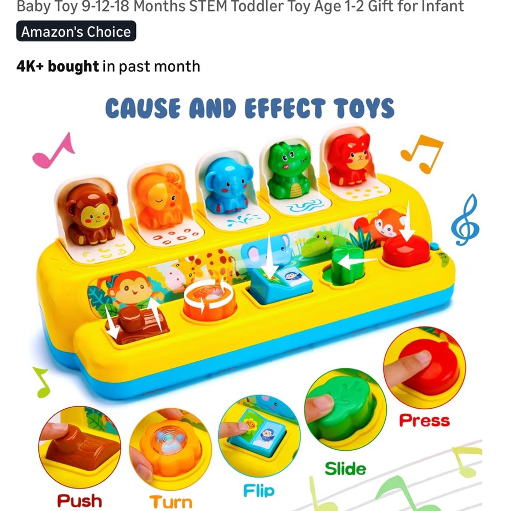 Colorful Animal Cause and Effect Toy
